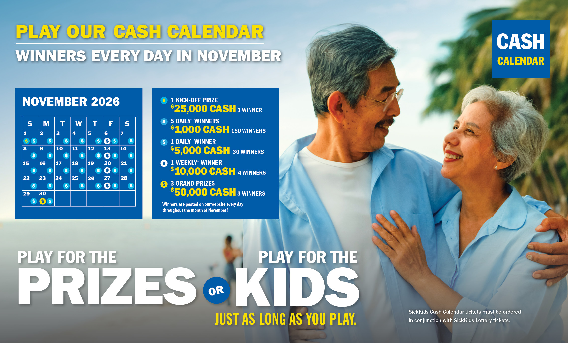 PLAY OUR CASH CALENDAR - WINNERS EVERY DAY IN NOVEMBER