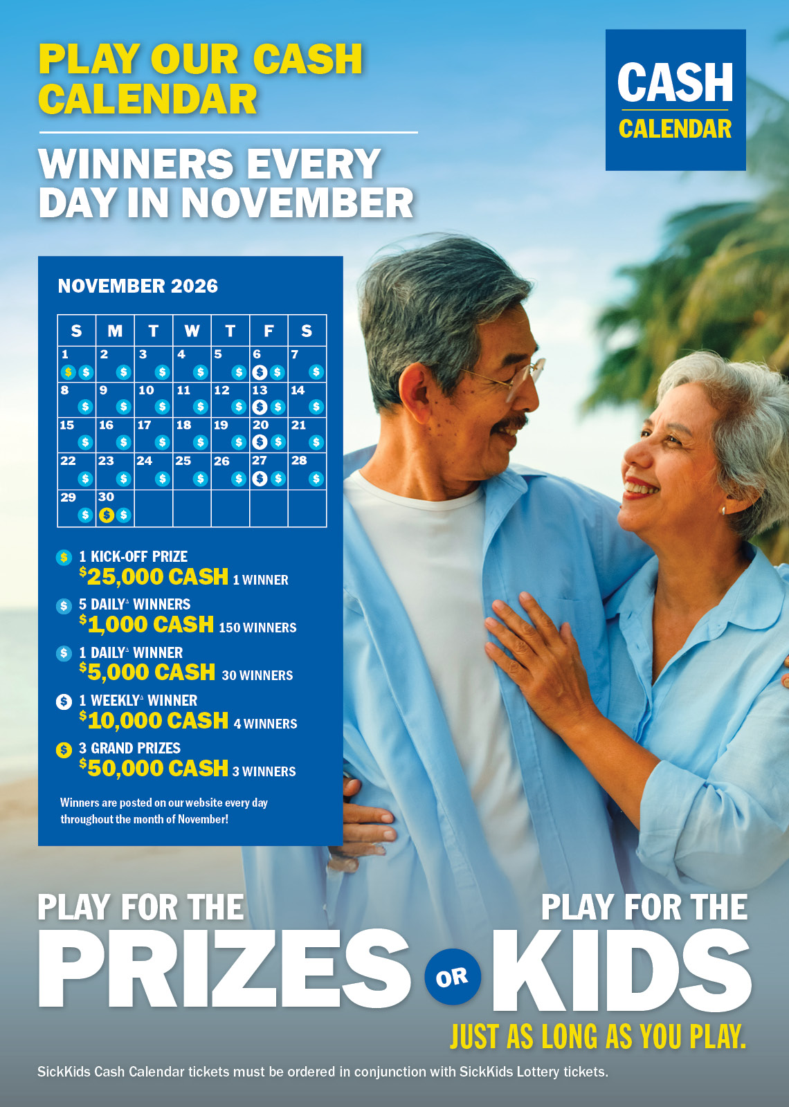 PLAY OUR CASH CALENDAR - WINNERS EVERY DAY IN NOVEMBER